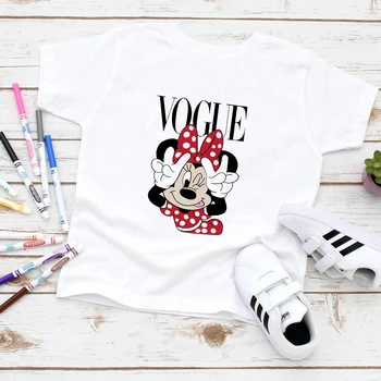 Harajuku MÓDE Mickey Mouse Vytlačené T-shirt Lete Minnie Detí Krátky Rukáv T-shirt Dieťa Tee Dievča Topy Deti Oblečenie