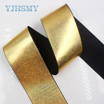 YJHSMY C-171009-574,5 metrov, 75 mm obojstranné zlato flash flitrami páse s nástrojmi, svadobné darčekové balenie, HOBBY ručné materiál