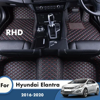 RHD Vlastné Kožené Auto Podlahové Rohože Pre Hyundai Elantra 2020 2019 2018 2017 2016 Koberce Auto Interiérové Doplnky Dekorácie, Koberce