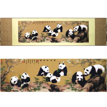 Panda Plný Obrazov Na Stenu Čínsky Unitque Remesiel Darček Hodváb Maľovanie Prejdite Maľovanie Domáce Dekorácie Plátno Tlačiť Olejomaľba