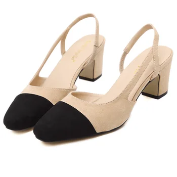 Sexy stredný náklon sandále dámske hrubé jar a v lete vysoko profesionálne dámske topánky farby zodpovedajúce jednej topánky