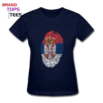 Retro Srbsko Vlajka Odtlačkov prstov, T košele ženy Komické Vintage Srbsko Thumbprint T-tričko Unisex Dospelých, Mládež vlastné tee tričko