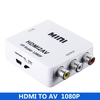 Renensin Vysokej Kvalite HD 1080P HDMI / AV/RCA CVBS Adaptér Mini HDMI2AV Video Converter Box Pre HDTV TELEVÍZOR PS3 Počítač PC, VIDEO NTSC