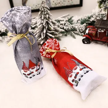 1PC Vianočné Fľaša Vína Taška Package Santa Claus Umývateľný Dekorácie Víno Darček Cítil Taška Vianočné Tvorivé Súčasnosti Taška Zlaté Luk #