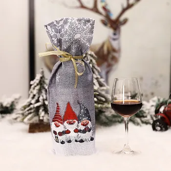 1PC Vianočné Fľaša Vína Taška Package Santa Claus Umývateľný Dekorácie Víno Darček Cítil Taška Vianočné Tvorivé Súčasnosti Taška Zlaté Luk #