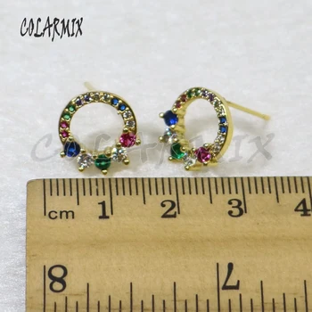 Okrúhly tvar Krištáľové náušnice zirkón Rainbow Crystal šperky, náušnice darček pre dámu stud náušnice 5762