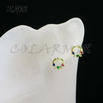 Okrúhly tvar Krištáľové náušnice zirkón Rainbow Crystal šperky, náušnice darček pre dámu stud náušnice 5762