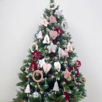 Krásne Ozdoby Na Vianočný Stromček Nový Rok Darčeky Pre Deti, Ružové A Biele Srdce Star Ozdoby, Vianočné Dekorácie Pre Domov