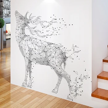 [shijuekongjian] Geometrické Elk Samolepky na Stenu DIY Plachých Zvierat Stenu pre Deti Izby Obývacia Izba, Škôlky, Dom Dekorácie
