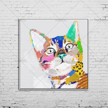 Ručné Vysoko Kvalitné farebné mačka olejomaľba Na Plátno Krásne Abstraktné moderného maliarstva živočíšneho Oleja Maľovanie na stenu decortion