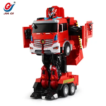 Hot Predaj Veľký Elektrický Jedným z Kľúčových Deformácie RC Truck Robot JD6608 2.4 G Hlasové Ovládanie Metamorfných požiaru truck Deti hračky Model