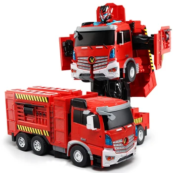 Hot Predaj Veľký Elektrický Jedným z Kľúčových Deformácie RC Truck Robot JD6608 2.4 G Hlasové Ovládanie Metamorfných požiaru truck Deti hračky Model
