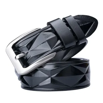Nové 3D diamantovým Vzorom Cowhide Opasky, Módne Pánske Opasky Reálne Kožený Opasok Popruhy Kvalitné Retro Kovové Pracky Luxusné Mužov Pásu