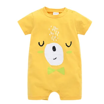 2020 Onesie Dievčatká Remienky Bavlna Cartoon Dizajn, Krátky Rukáv bebe Novorodenca Oblečenie 0-12 mesiacov Dieťa Jumpsuit
