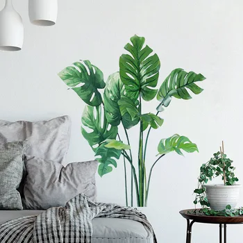 Tropické rastliny, dekorácie na stene obývacej izby Zelenej Listovej Stenu pre Dekorácie Spálňa Vymeniteľné Vinyl Umenie, nástenné Maľby Domova