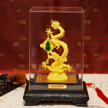 Juhovýchodná Ázia HOME OFFICE spoločnosti SHOP TOP DARČEK Talizman Sľubný veľa ŠŤASTIA gold-plating royal Dragon FENG SHUI Ornament