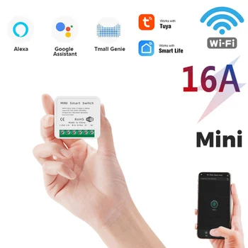 16A MINI Smart wifi Spínač Časovač Bezdrôtové Spínače Smart Home Automation Kompatibilný s Tuya Alexa Domovská stránka Google inteligentný dom ŽIVOT