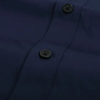 Vysoká Kvalita pánsku Košeľu Značky Nové Módne Pravidelné Nosenie Business Košele s Dlhým Rukávom s Cufflink Solid Farba Námornícka Modrá