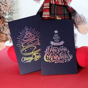 3ks samoopaľovacie Vianočný stromček, Pohľadnice obálky laser samoopaľovacie skladacie požehnanie karty Priania Pozvánky pohľadnicu