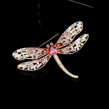 Ružovými Zirkónmi Dragonfly Brošne Kolíky Ženy Módne Svadobné Šperky Nový Dizajn Značky Sweet Hmyzu Brošňa Pin