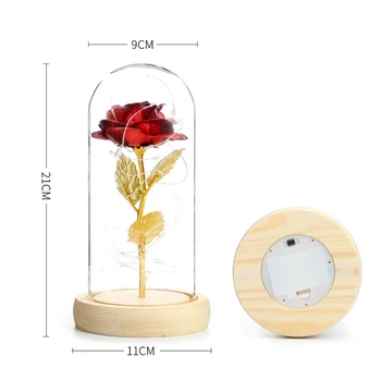 LED Rose v Sklenenou Kupolou Večný Rose Umelé Kvety pre Domáce Svadobné Valentine Darček Kráska a Zviera V Sklenený Kryt
