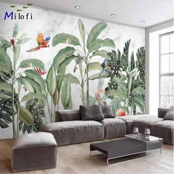 Milofi veľkosť vlastné 3D tapeta nástenné moderné, jednoduché a svieža, dažďový prales, rastlín, zvierat flamingo gauč TV pozadí na stenu