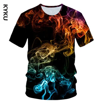 KYKU Lete Fantastický Fajčenie Surround 3D Print T shirt Mužov Letnej Zábavnej Zhora tričkách s Krátkym rukávom Black Art Design Tričko Plus Veľkosť