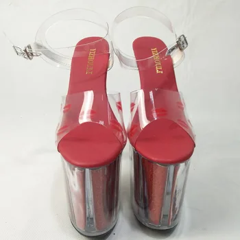 2018 crystal topánky, svadobné topánky 20 cm vysoké podpätky pery sexy sandále 8 Palcový Paris Fashion Party Topánky