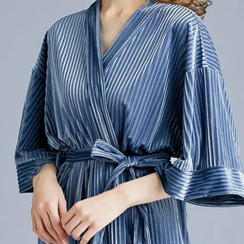 Nightgown šedo modré zlato velvet dámske pyžamo sexy szlafrok plus veľkosť voľné home service hotel župan nevesta šaty, nové 2020