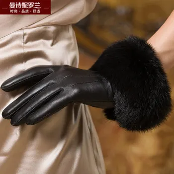 Zimné žena originálne kožené rukavice králik je sušič na zahustenie udržať v teple ovčej rukavice pre ženy MLZ015