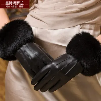 Zimné žena originálne kožené rukavice králik je sušič na zahustenie udržať v teple ovčej rukavice pre ženy MLZ015