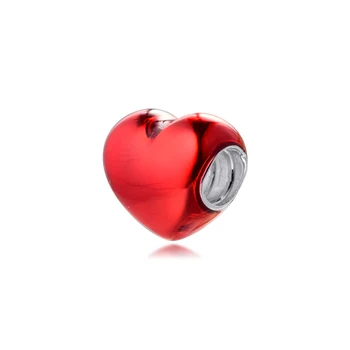 Valentína Kovové Červené Srdce Kúzlo Mincový Striebro Šperky Hodí Pôvodné Kúzlo Náramok & Náhrdelník Žena DIY Perličiek