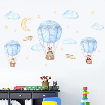 Akvarel Teplovzdušný Balón Roztomilý Zvieratá Stenu, Nálepky Deti, Detské Izby Domáce Dekorácie Nástenná Maľba Obtlačky Škôlky Nálepky Tapety