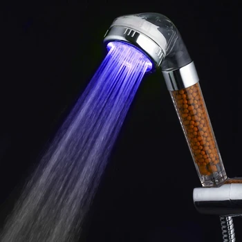 3 Farebné LED Aniónové Sprcha Zmena Sprcha Hlavu regulácia Teploty pod tlakom Vody - Úspora Svietiť Svetlo, Filter