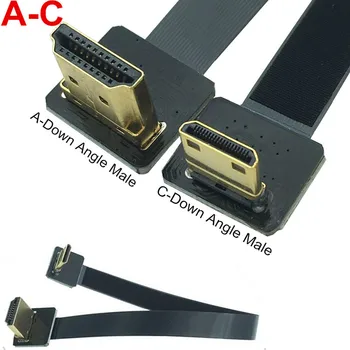 FPV HDMI 90 stupeň AŽ do Mini HDMI 90 stupňov Nadol Adaptér 5 cm-100 cm FPC Páse s nástrojmi Plochý Kábel HDMI Ihrisku 20kolíkový Zapojte Konektor