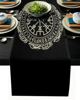 Mandala Kompas Black Tattoo Stôl Runner Svadobný Stôl Dekorácie Jedálenský Stôl Pretekárov Placemat Vianočný Dekor Obrus