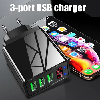 3 Port USB Telefón Sieťovej Nabíjačky LED Displej 3A Rýchle Nabíjanie Pre iPhone Android DJA99