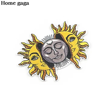 D2943 Homegaga Slnka a Mesiaca Nálepka pre Oblečenie Aplikácie Škvrny na Oblečení Železa Vyšívané Patch pre Batoh Odznak