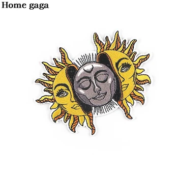 D2943 Homegaga Slnka a Mesiaca Nálepka pre Oblečenie Aplikácie Škvrny na Oblečení Železa Vyšívané Patch pre Batoh Odznak