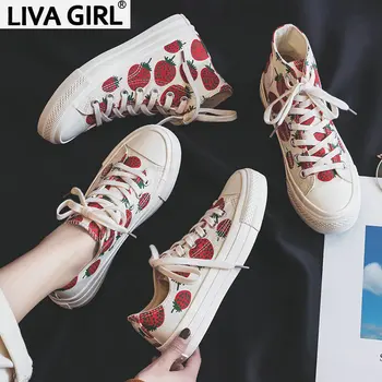 2019 jar a na jeseň nové jahoda vulkanizovanej topánky žena kórejská verzia wild malé biele topánky dámske topánky