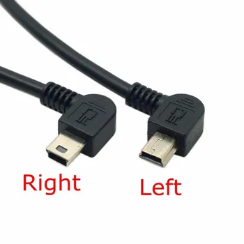 90 Stupňov Mini USB 5 Pin Male na Mini USB Samica Predlžovací Kábel Vľavo a Vpravo 90 Šikmého MINI USB 5Pin predĺžiť kábel 0.5 m, 50 cm