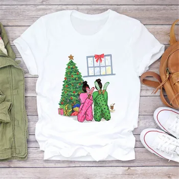 Luslos 2020 Roztomilý Kawaii Hoho Vianočné Tričká Santa Claus Klobúk Tlač Dievčatá Tee Topy Harajuku dámske Oblečenie Tee Topy