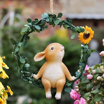 Domov Ozdoba Záhrady, Králiky, dekorácie, šedá farba Falošné Umelé králik Model Vonkajšie Domácej Záhrade Trávnik Strom Decor