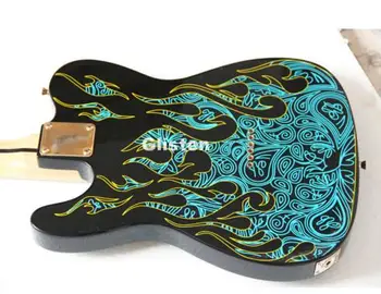 Top kvalita FDTL-2027 Farebné kresby vzor kryt Pevné telo lipa javor hmatník TL elektrická gitara, doprava Zdarma