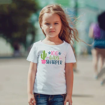 DETI školy t-shirt 100 Dní Ostrejšie dievčatá krátky rukáv košele Osláviť Deň v Škole deti košele