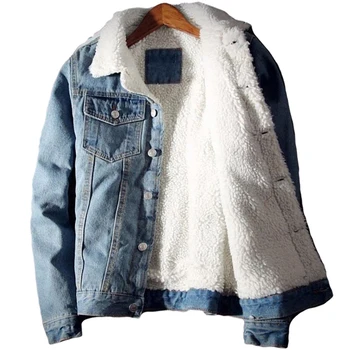 Muži Denim Jacket Trendy v Zime Teplé Fleece Mens Coats Outwear Módne Jean Bundy Muž Kovboj Ležérne Oblečenie Plus Veľkosť 5XL 6XL