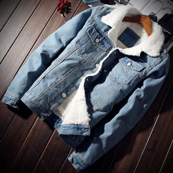 Muži Denim Jacket Trendy v Zime Teplé Fleece Mens Coats Outwear Módne Jean Bundy Muž Kovboj Ležérne Oblečenie Plus Veľkosť 5XL 6XL