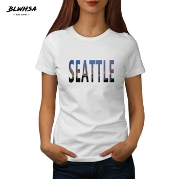 BLWHSA Nový Príchod Seattle Print T Shirt Ženy USA Mesta Seattle Vtipné tričko Módne Letné T-shirt Dievča Oblečenie