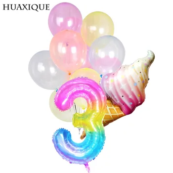 1Set 40 Palcový Rainbow Digitálne Šišku Strany Gradient Balóny 3. a 4. Narodeniny, Party Dekorácie Ice Cream Candy Lolipops Balón