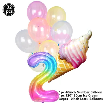1Set 40 Palcový Rainbow Digitálne Šišku Strany Gradient Balóny 3. a 4. Narodeniny, Party Dekorácie Ice Cream Candy Lolipops Balón